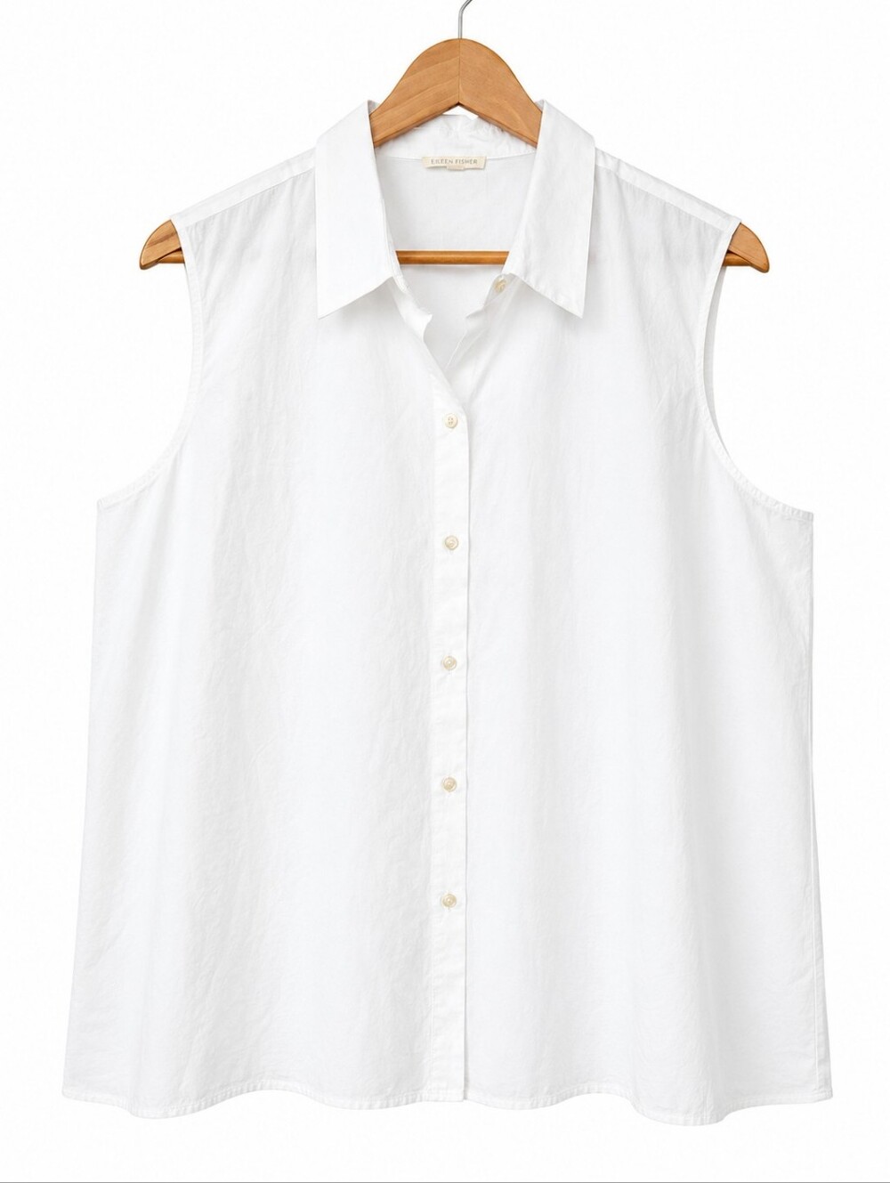 Eileen Fisher White Organic Cotton Sleeveless Button Front Tunic XL